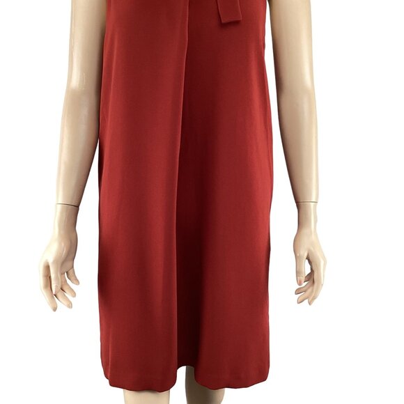 Theory Espere Dress Size 2 NWT Admiral Tie Neck A-Line Red - Picture 8 of 10